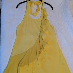 Alice + Olivia Yellow Ruffled Halter Dress